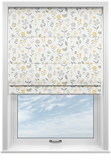 Floral Whimsy, Burnt Yellow - Twist&Fit Roman Blind